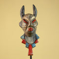 African Horned Ritual Mask,  Hand Carved Painted Tribal Ceremonial Art- G6265
