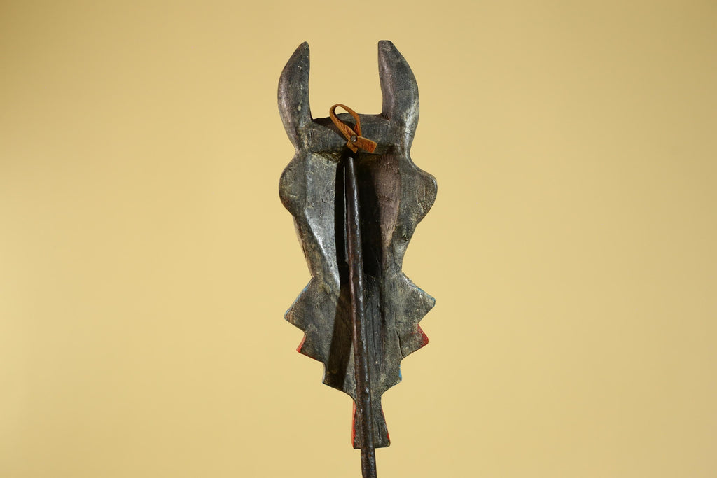African Horned Ritual Mask,  Hand Carved Painted Tribal Ceremonial Art- G6265