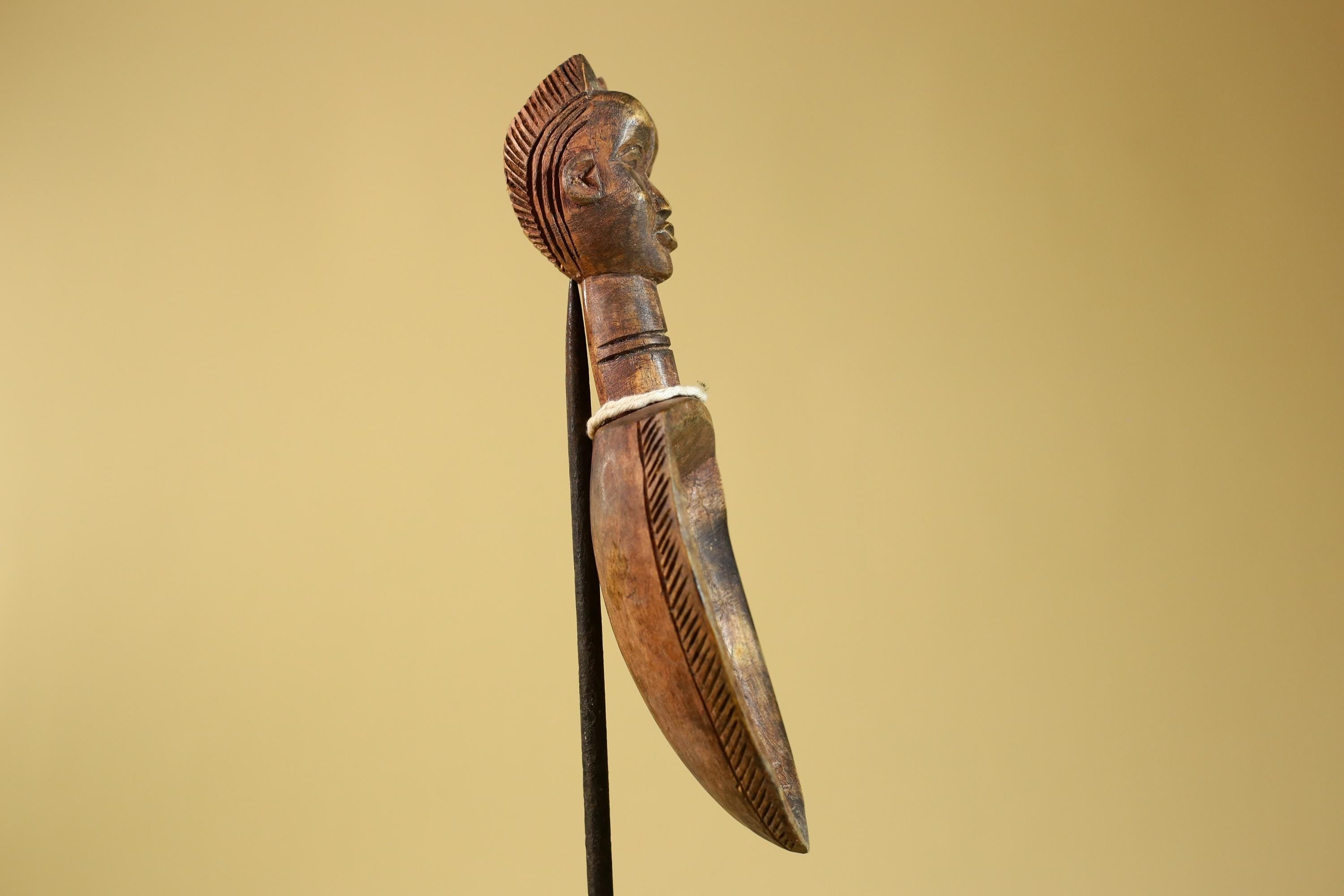 African Wood Spoon with Carved Figure – Hand Carved Wooden Tribal Art-G6266