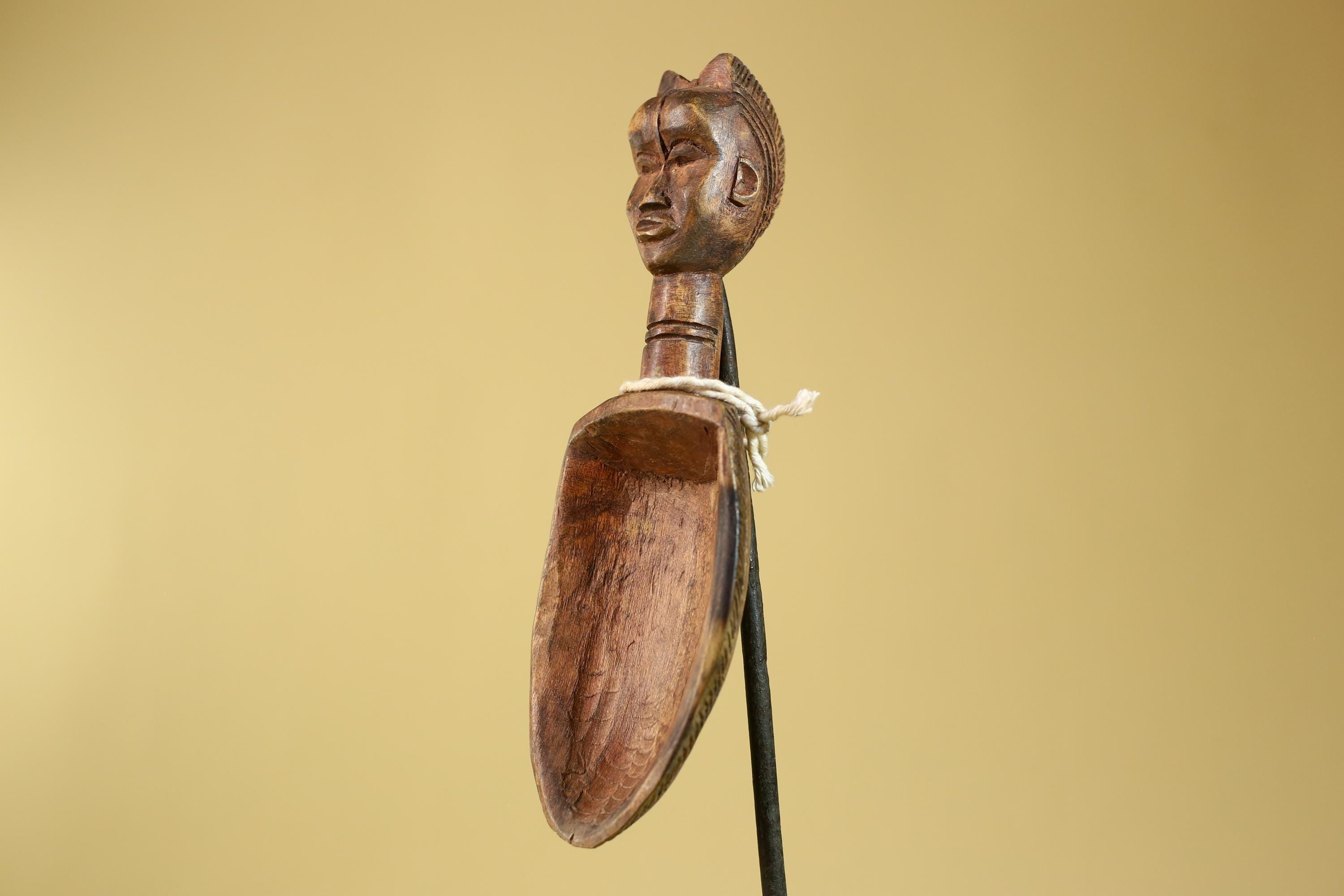 African Wood Spoon with Carved Figure – Hand Carved Wooden Tribal Art-G6266