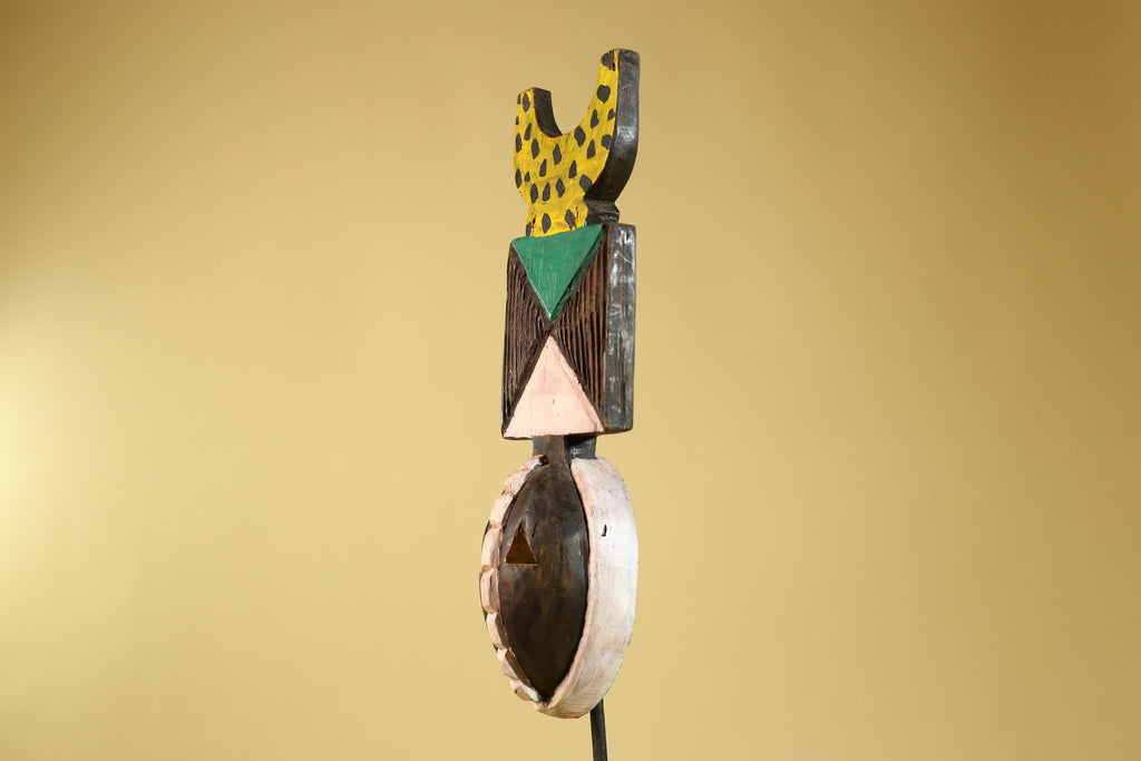 African Wood Mask, Hand Carved Bwa Plank from Burkina Faso Wall decor- G6268