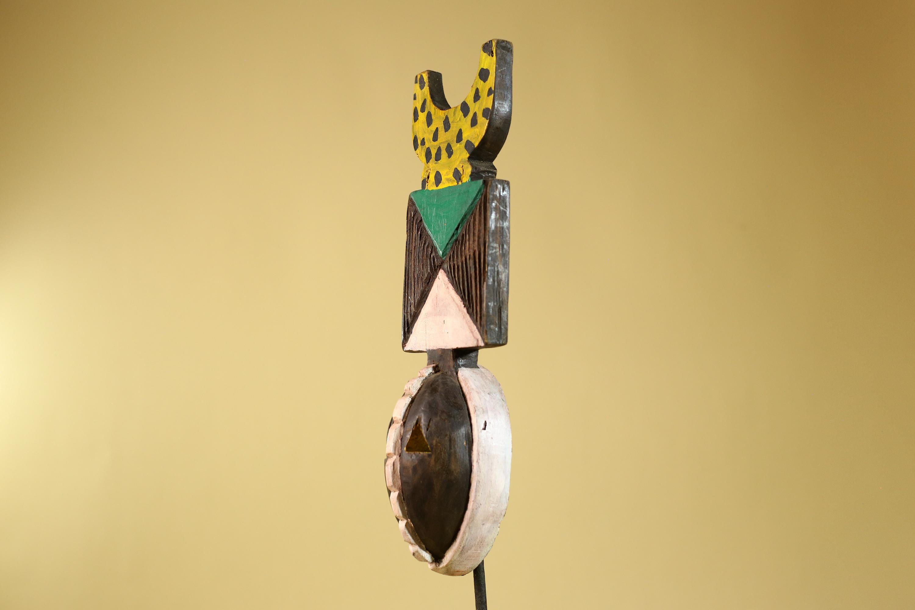 African Wood Mask, Hand Carved Bwa Plank from Burkina Faso Wall decor- G6268