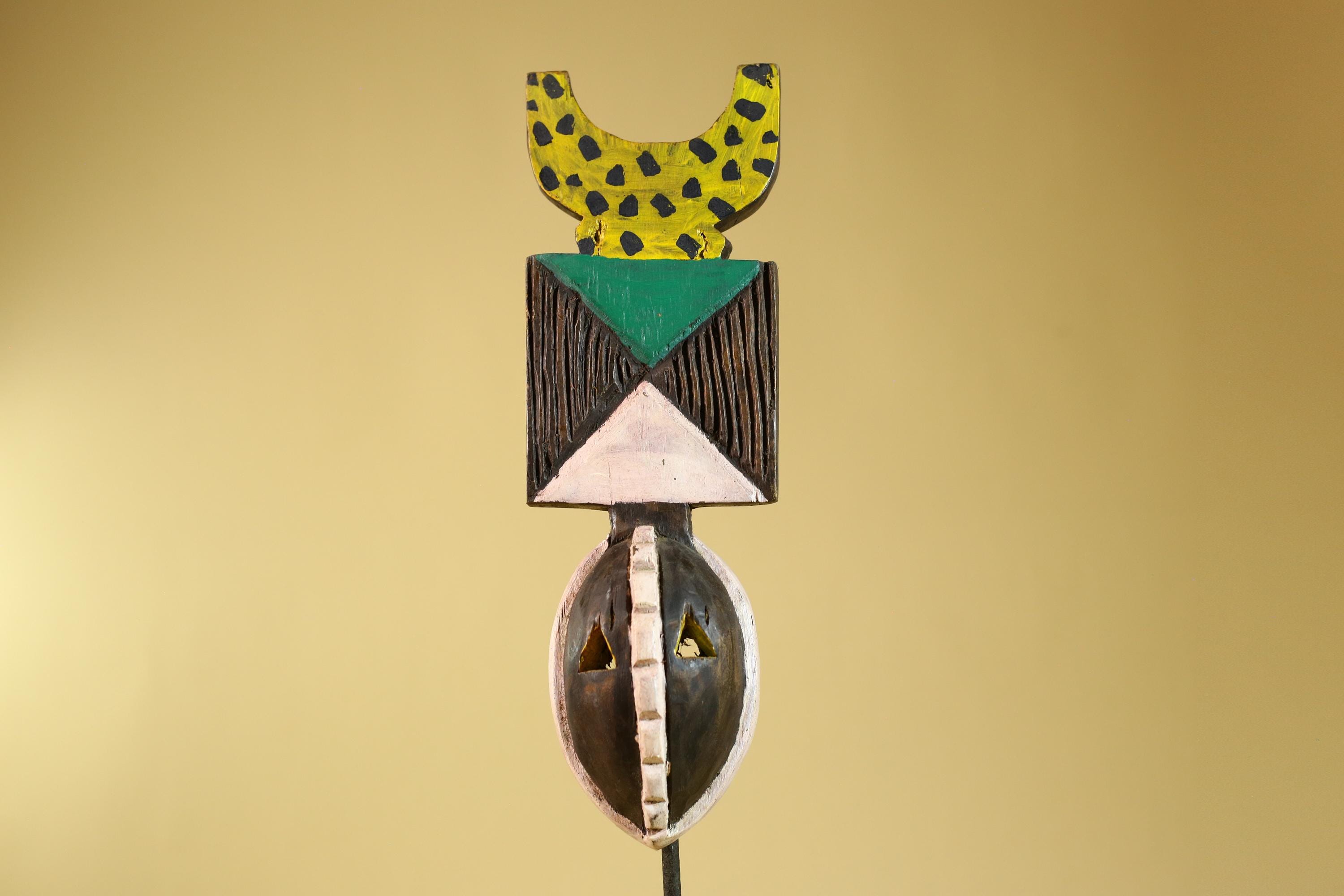 African Wood Mask, Hand Carved Bwa Plank from Burkina Faso Wall decor- G6268