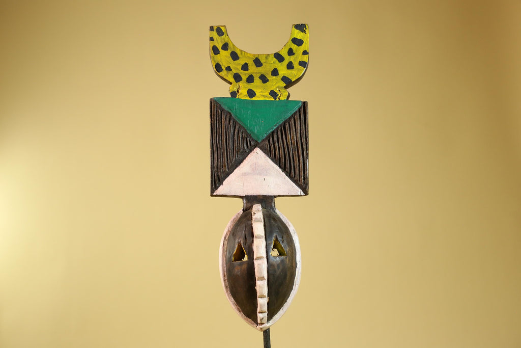 African Wood Mask, Hand Carved Bwa Plank from Burkina Faso Wall decor- G6268