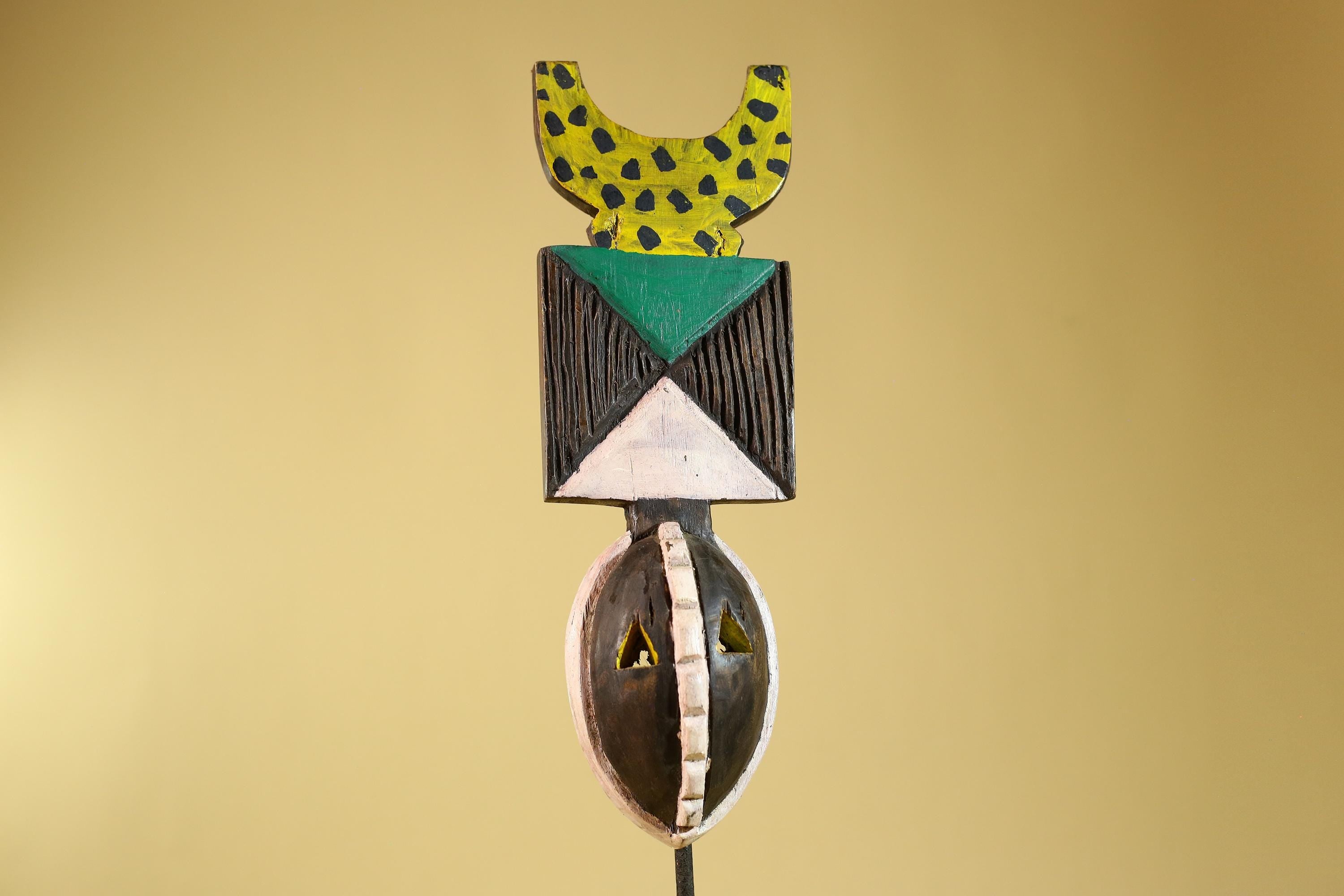 African Wood Mask, Hand Carved Bwa Plank from Burkina Faso Wall decor- G6268