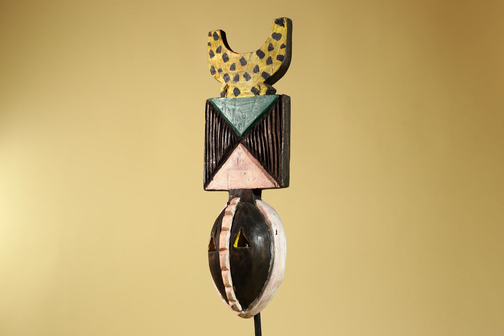 African Wood Mask, Hand Carved Bwa Plank from Burkina Faso Wall decor- G6268