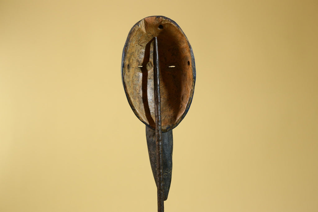 African Dan Bird Mask, Blue Carved Wood Ritual Mask from West Africa- G6269