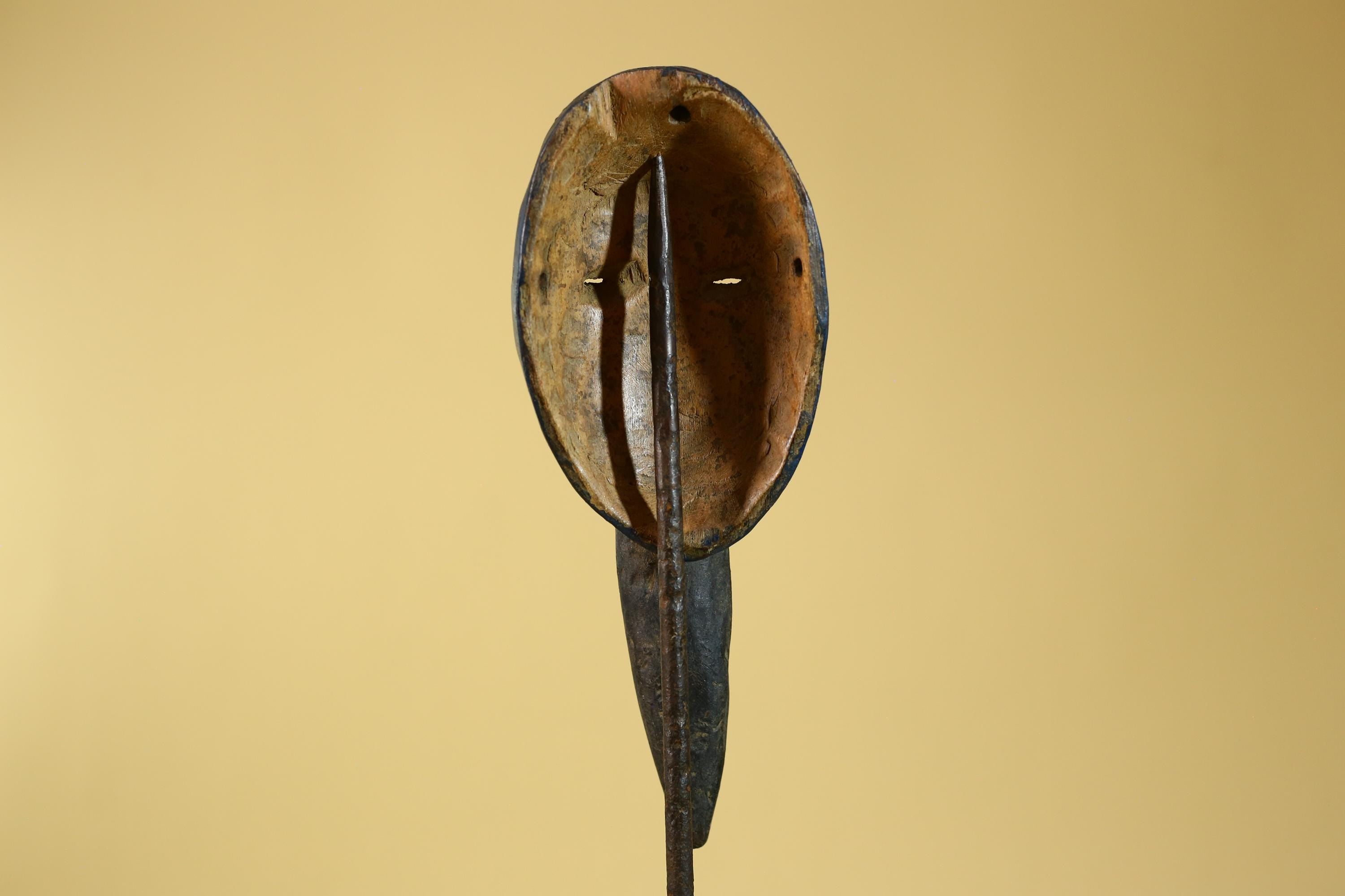 African Dan Bird Mask, Blue Carved Wood Ritual Mask from West Africa- G6269