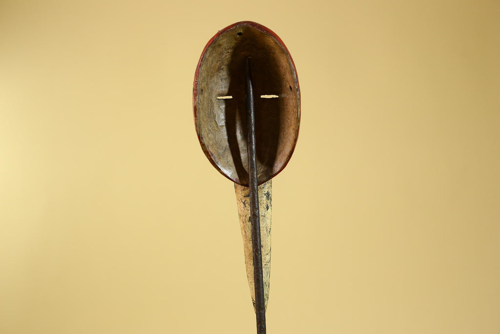 African Dan Bird Mask – Red Painted Wooden Ritual Mask with Long Beak- G6270