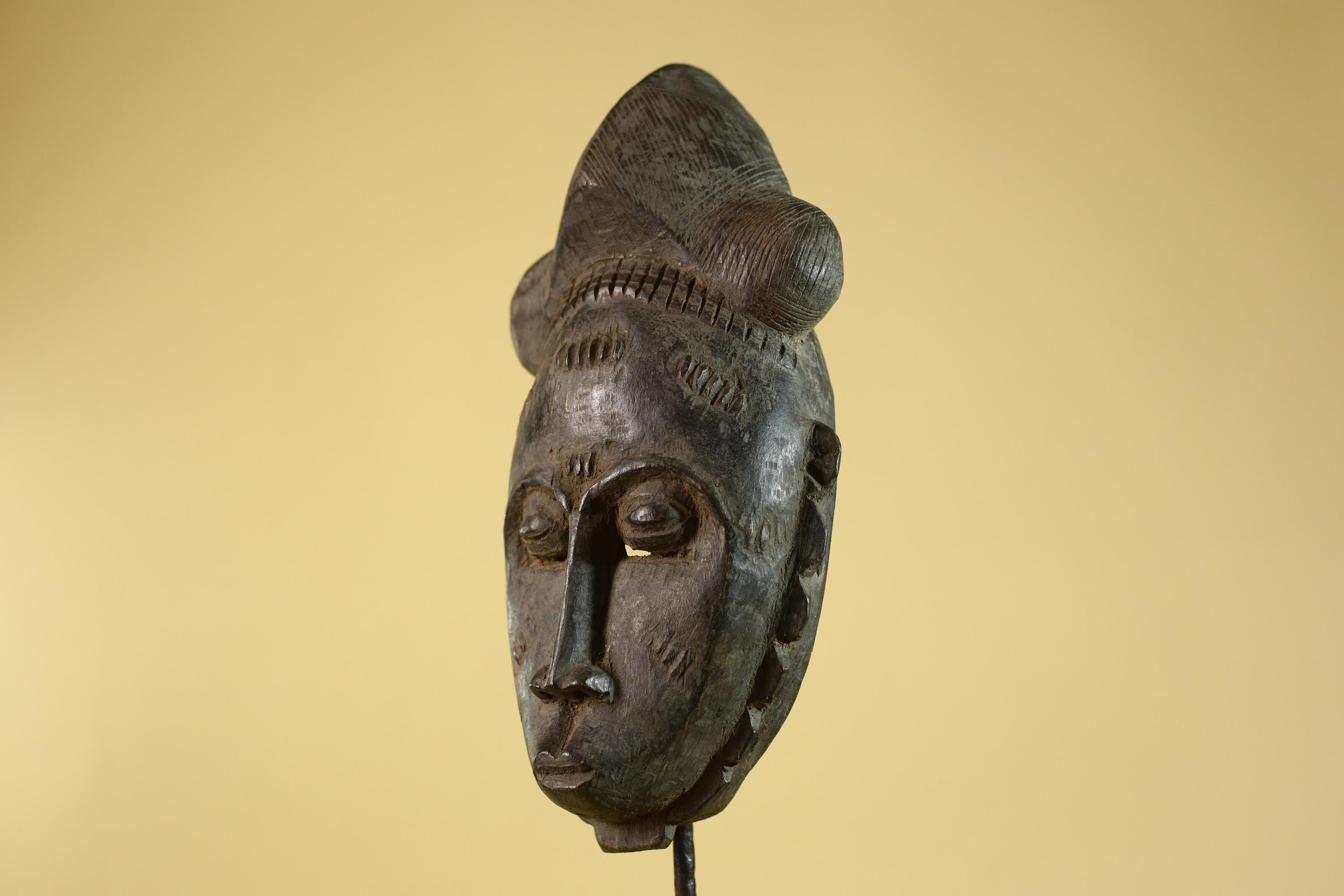 African Hand Carved Tribal Mask with Sculpted Headdress – Wooden Art- G6272
