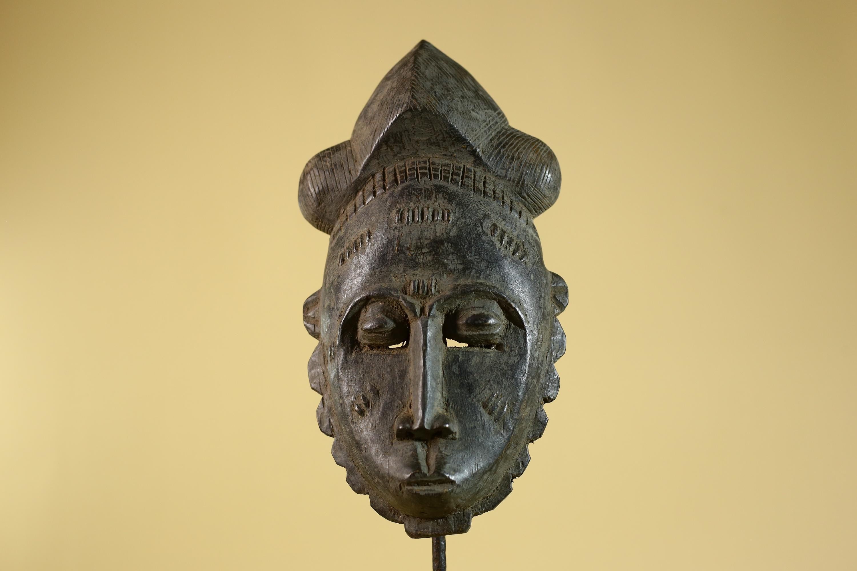 African Hand Carved Tribal Mask with Sculpted Headdress – Wooden Art- G6272