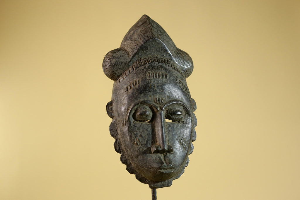 African Hand Carved Tribal Mask with Sculpted Headdress – Wooden Art- G6272