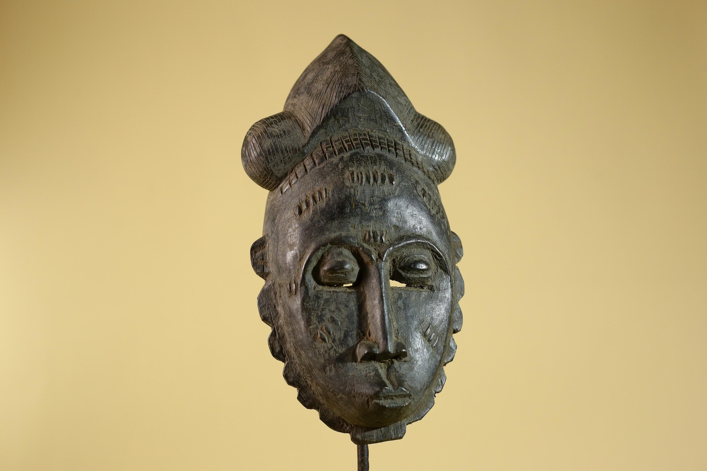 African Hand Carved Tribal Mask with Sculpted Headdress – Wooden Art- G6272