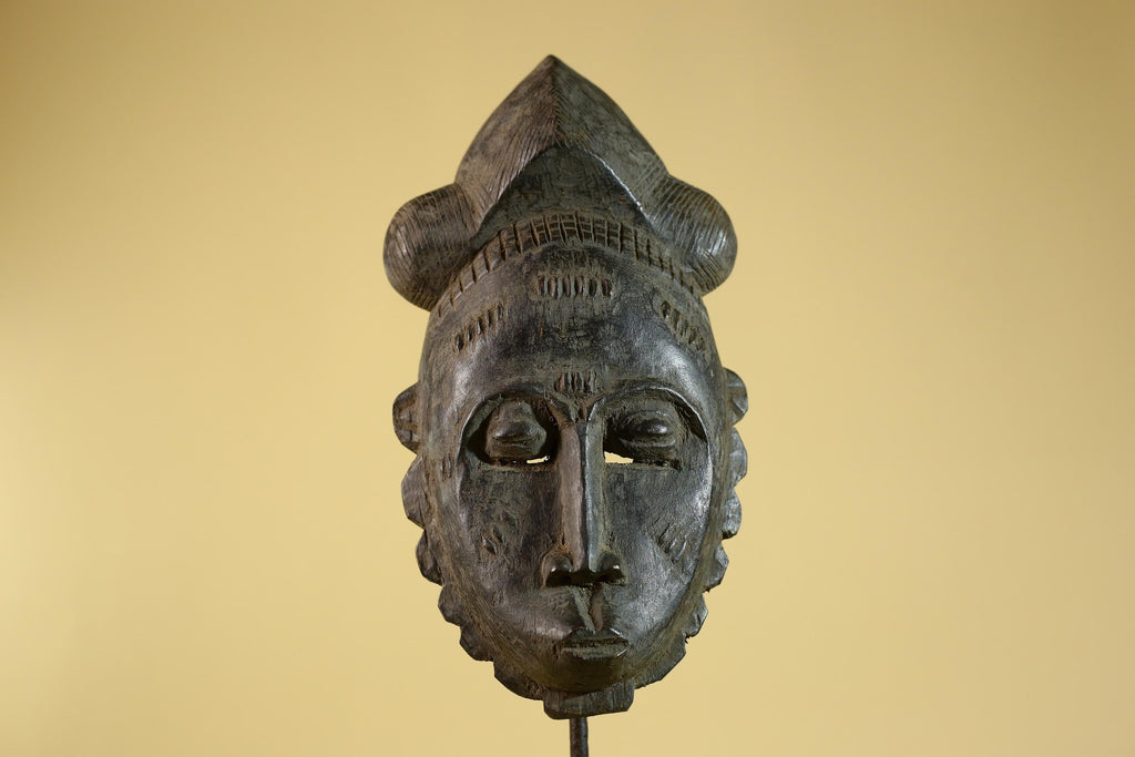 African Hand Carved Tribal Mask with Sculpted Headdress – Wooden Art- G6272