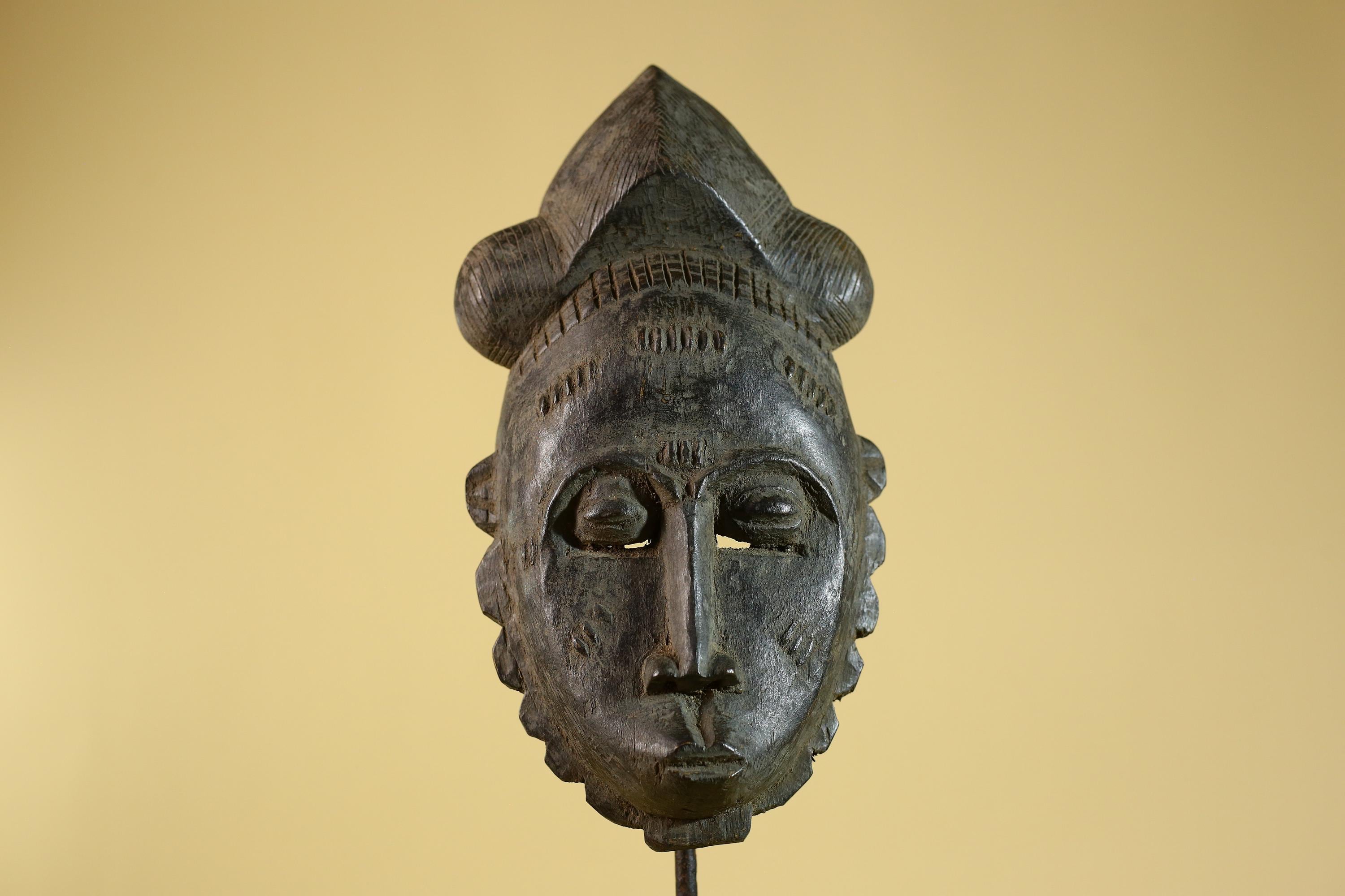 African Hand Carved Tribal Mask with Sculpted Headdress – Wooden Art- G6272