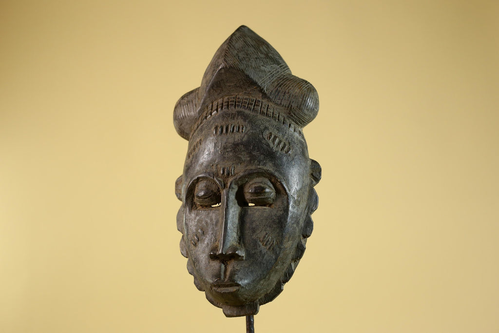 African Hand Carved Tribal Mask with Sculpted Headdress – Wooden Art- G6272
