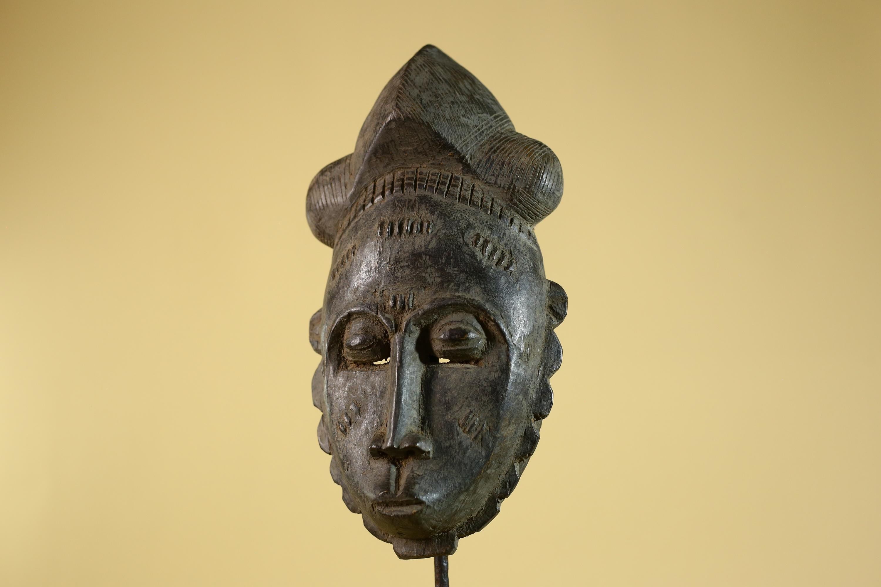 African Hand Carved Tribal Mask with Sculpted Headdress – Wooden Art- G6272