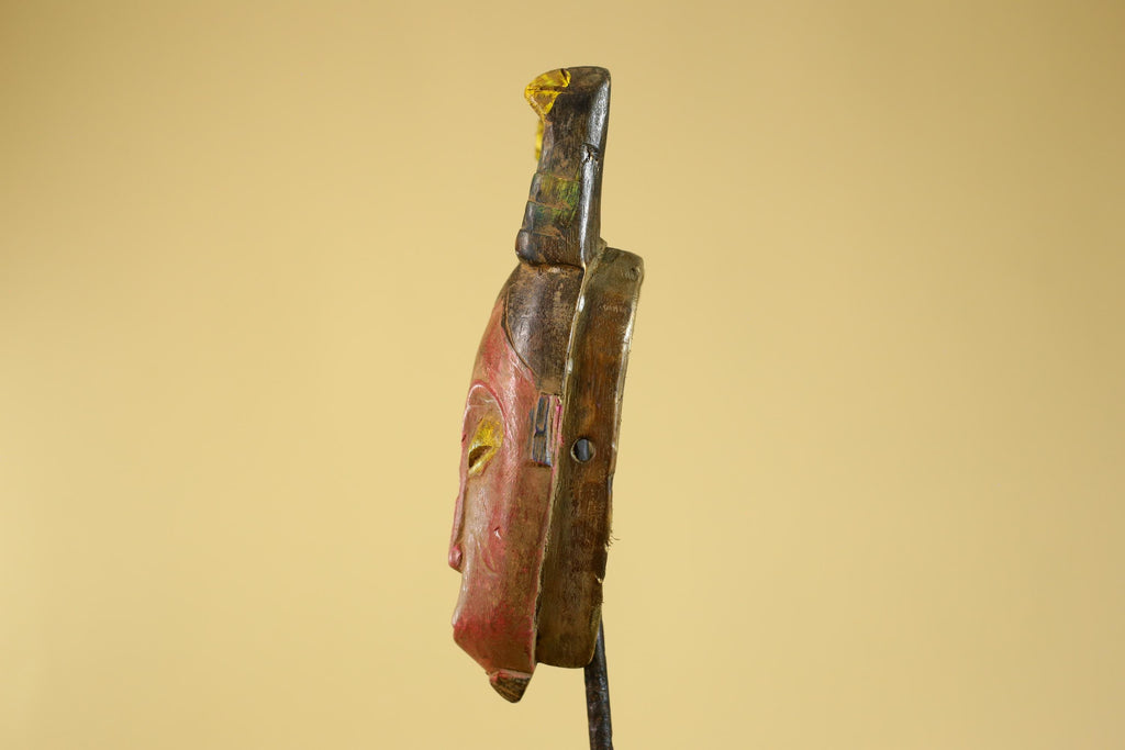 African Horned Mask – Hand Carved Tribal Wood Mask from West Africa-G6273