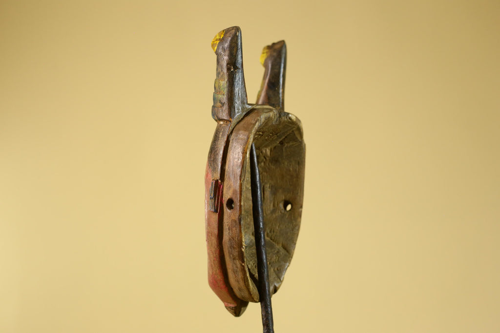 African Horned Mask – Hand Carved Tribal Wood Mask from West Africa-G6273