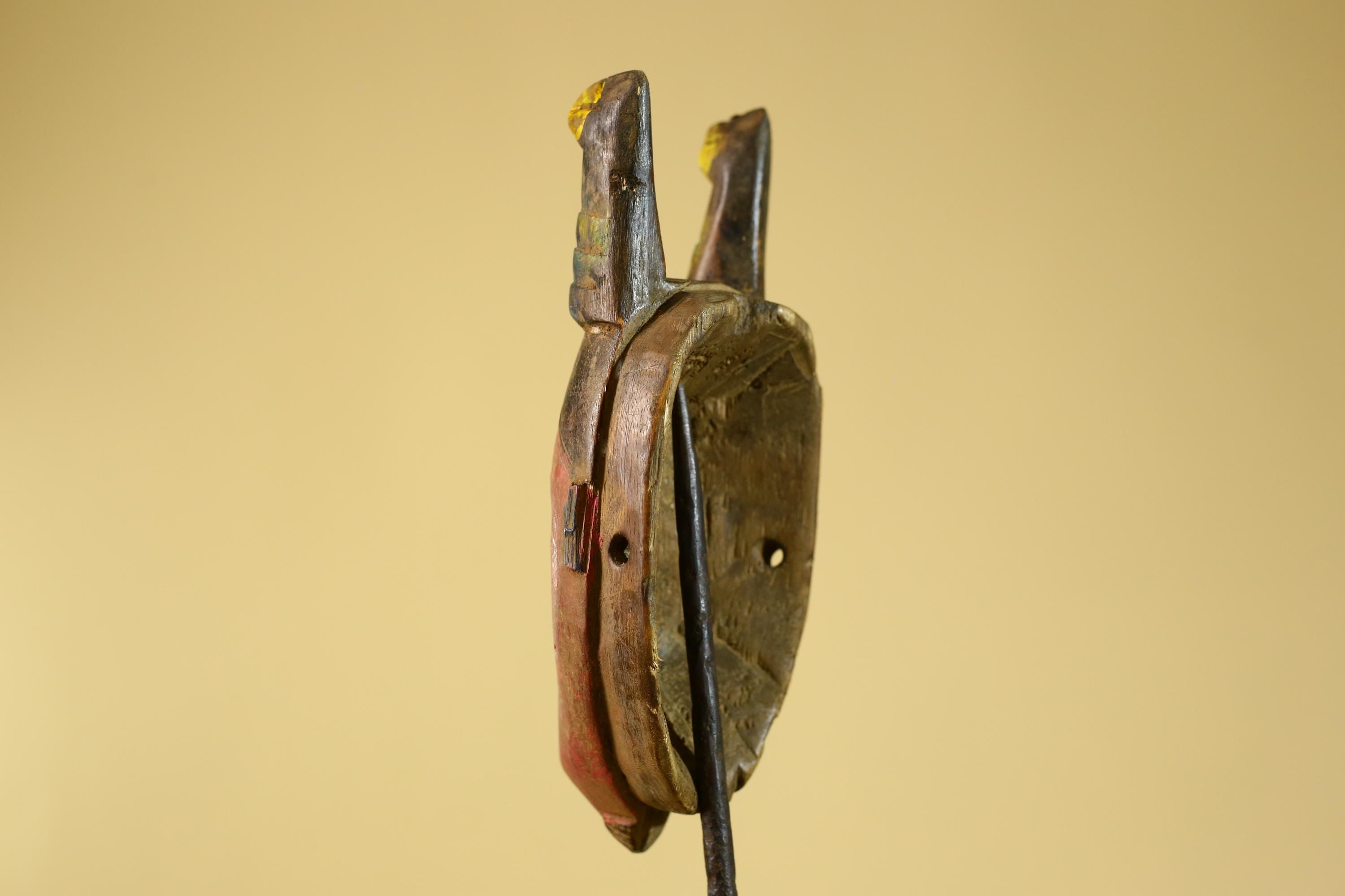 African Horned Mask – Hand Carved Tribal Wood Mask from West Africa-G6273