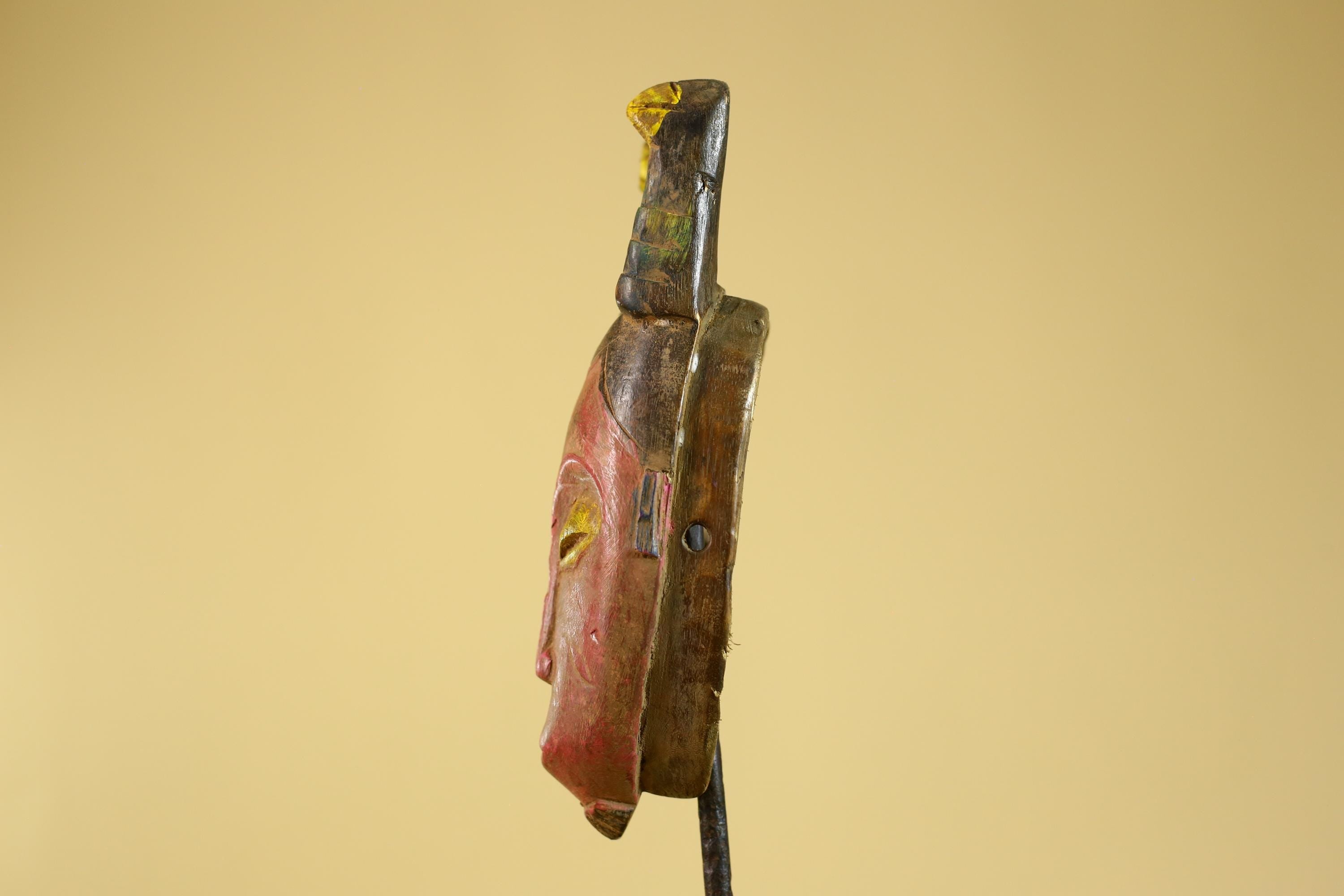 African Horned Mask – Hand Carved Tribal Wood Mask from West Africa-G6273