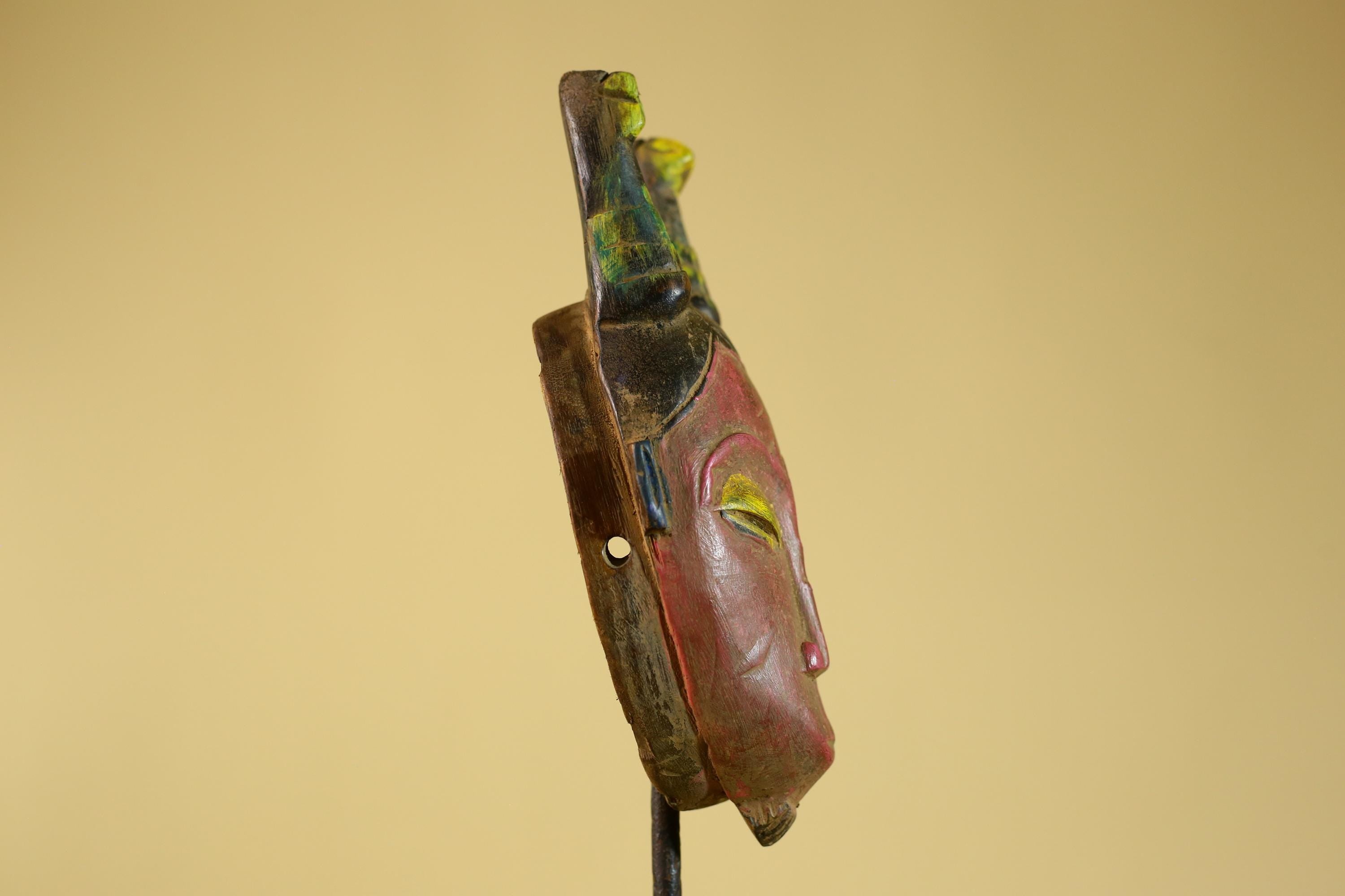 African Horned Mask – Hand Carved Tribal Wood Mask from West Africa-G6273
