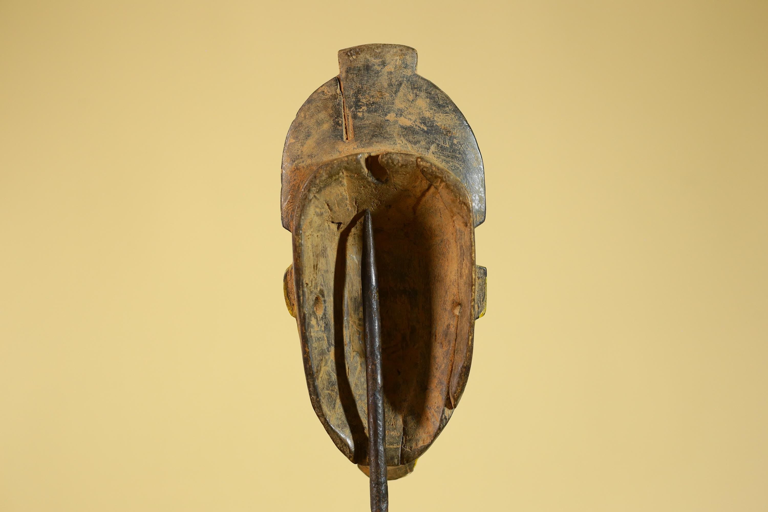 African Baule Portrait Mask – Hand Carved Wood with Geometric Crest-G6275