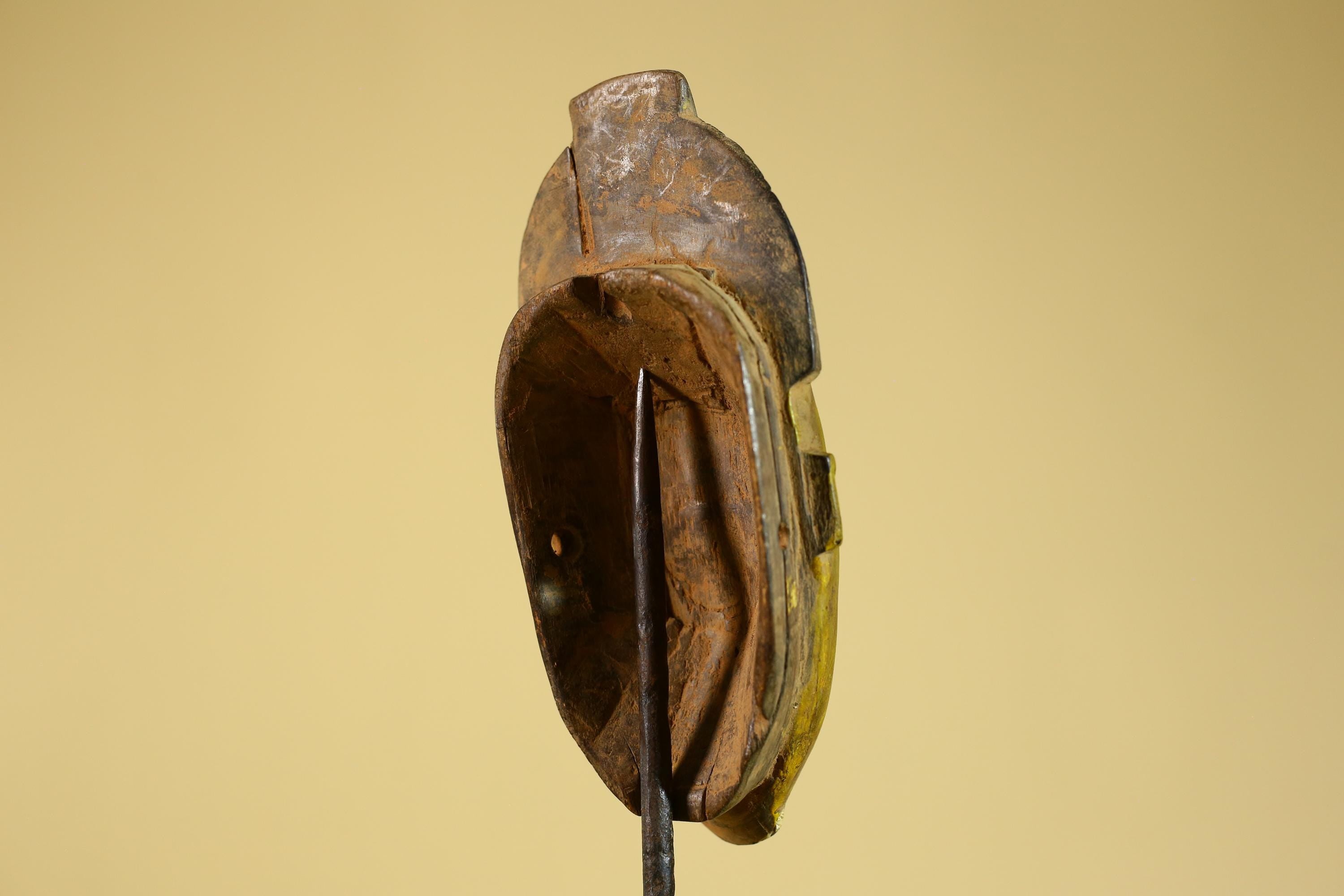 African Baule Portrait Mask – Hand Carved Wood with Geometric Crest-G6275