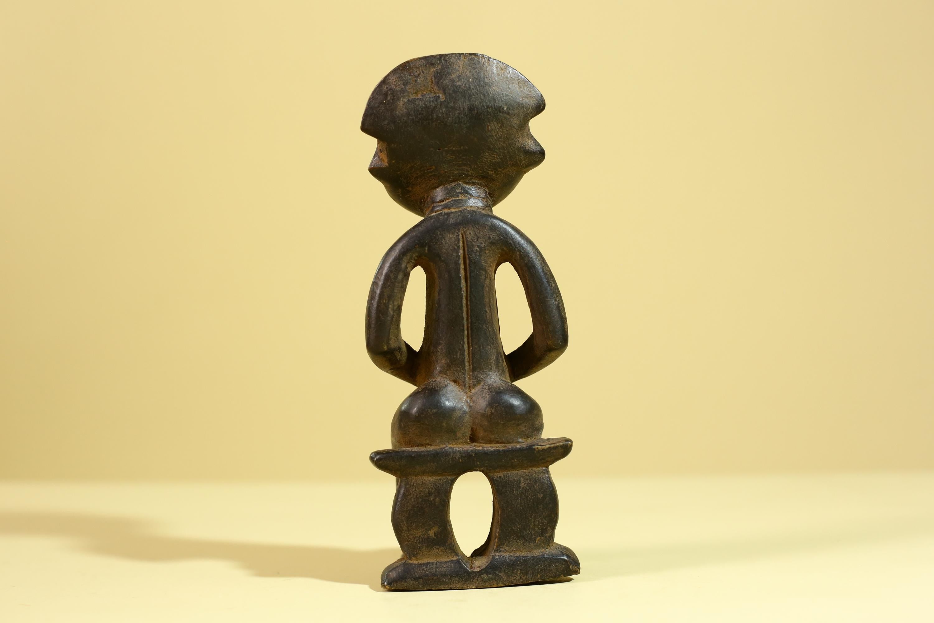 African Wooden Figure Seated Tribal Hand Carved Sculpture, Ethnic Art-G6306