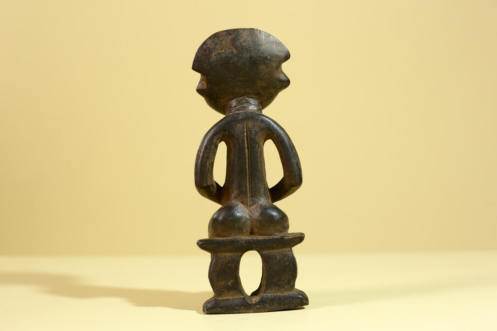 African Wooden Figure Seated Tribal Hand Carved Sculpture, Ethnic Art-G6306