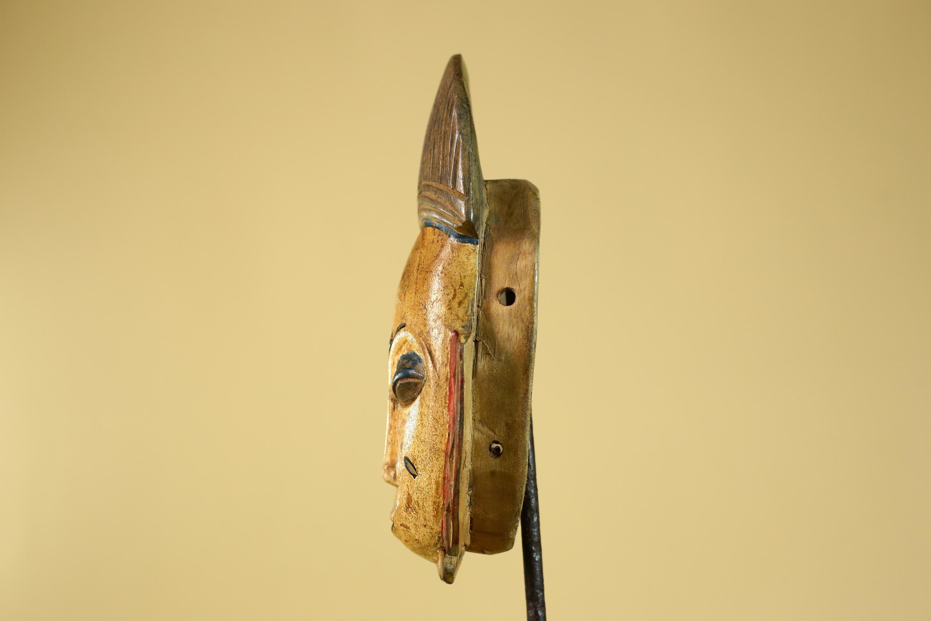 African Tribal Wooden Mask Hand Carved Painted Art wall Decor-G6310