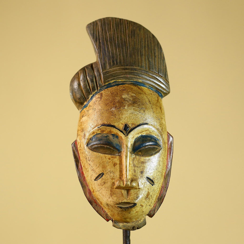 African Tribal Wooden Mask Hand Carved Painted Art wall Decor-G6310