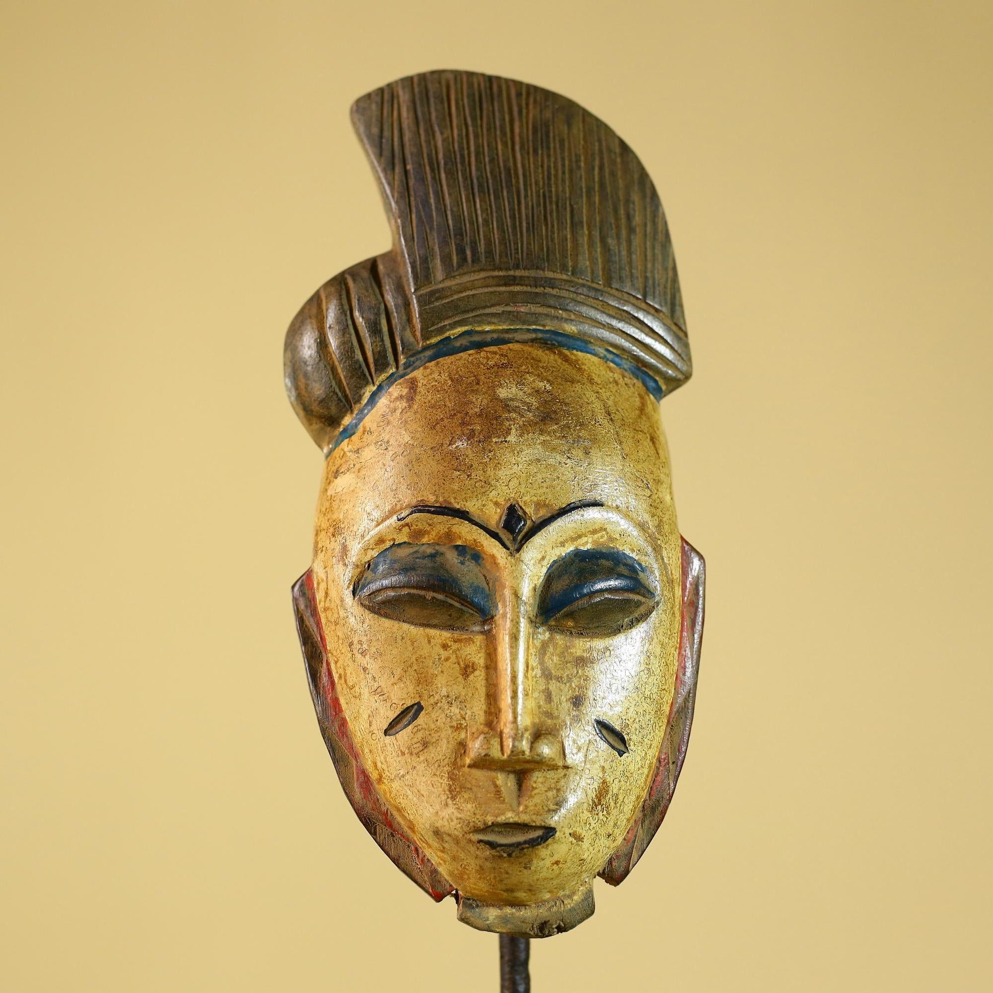 African Tribal Wooden Mask Hand Carved Painted Art wall Decor-G6310