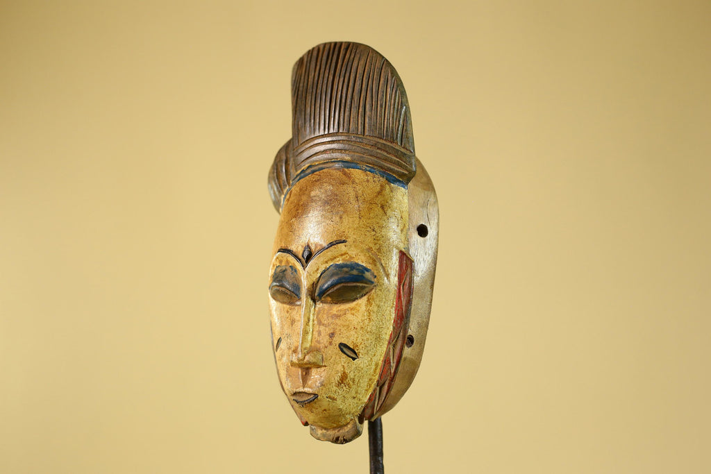 African Tribal Wooden Mask Hand Carved Painted Art wall Decor-G6310
