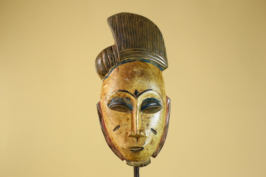 African Tribal Wooden Mask Hand Carved Painted Art wall Decor-G6310