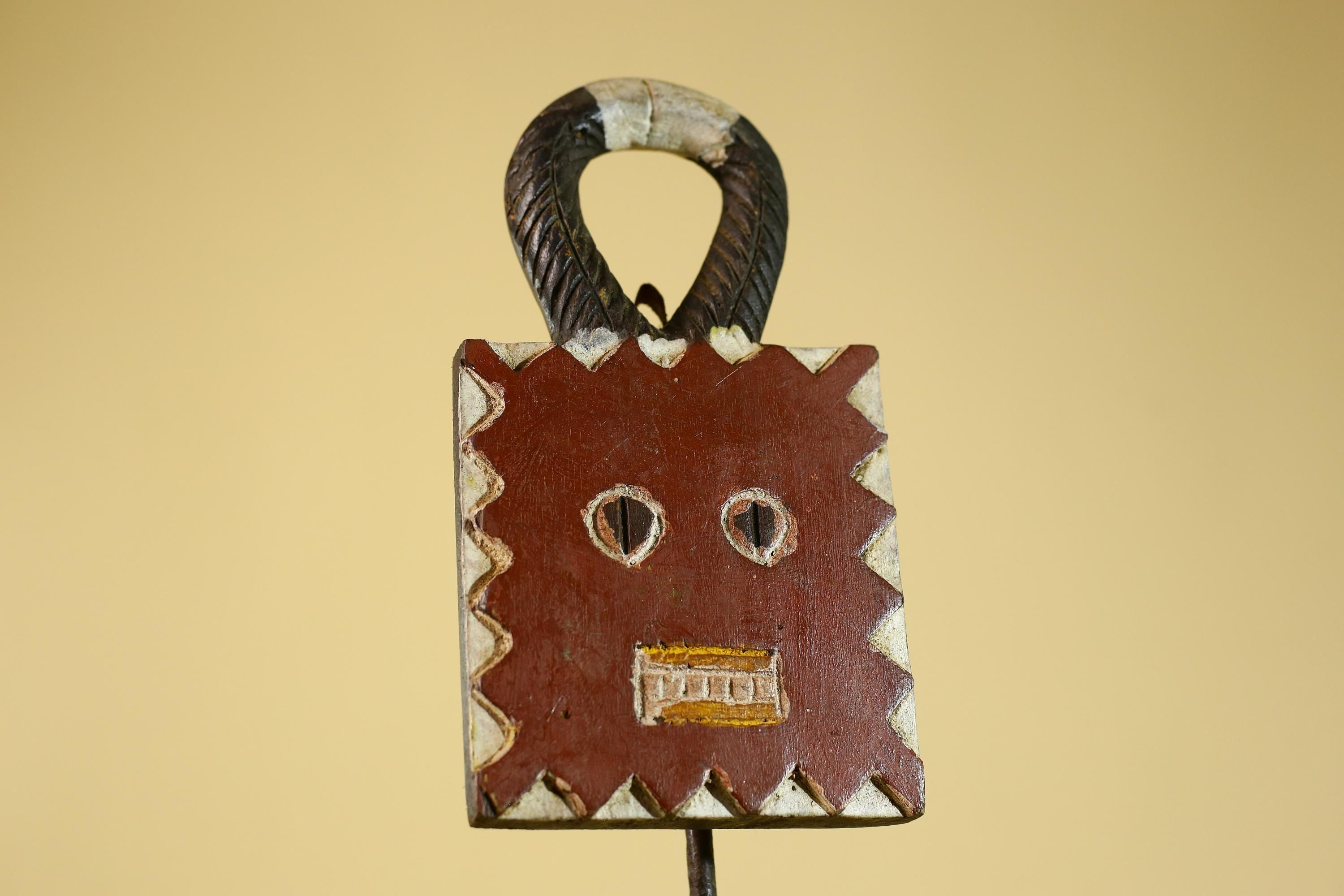 African Wooden Mask, Hand Carved Painted Tribal Wall Art Decor-G6312