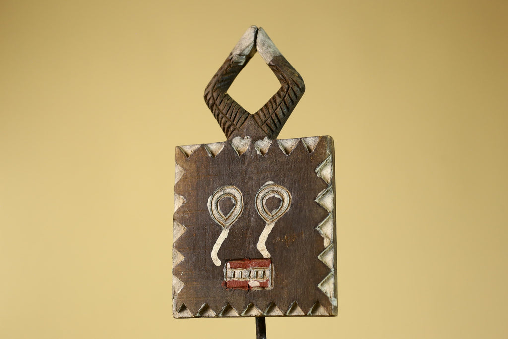 African Tribal Wooden Mask Geometric Face Ritual Wall Art-G6314