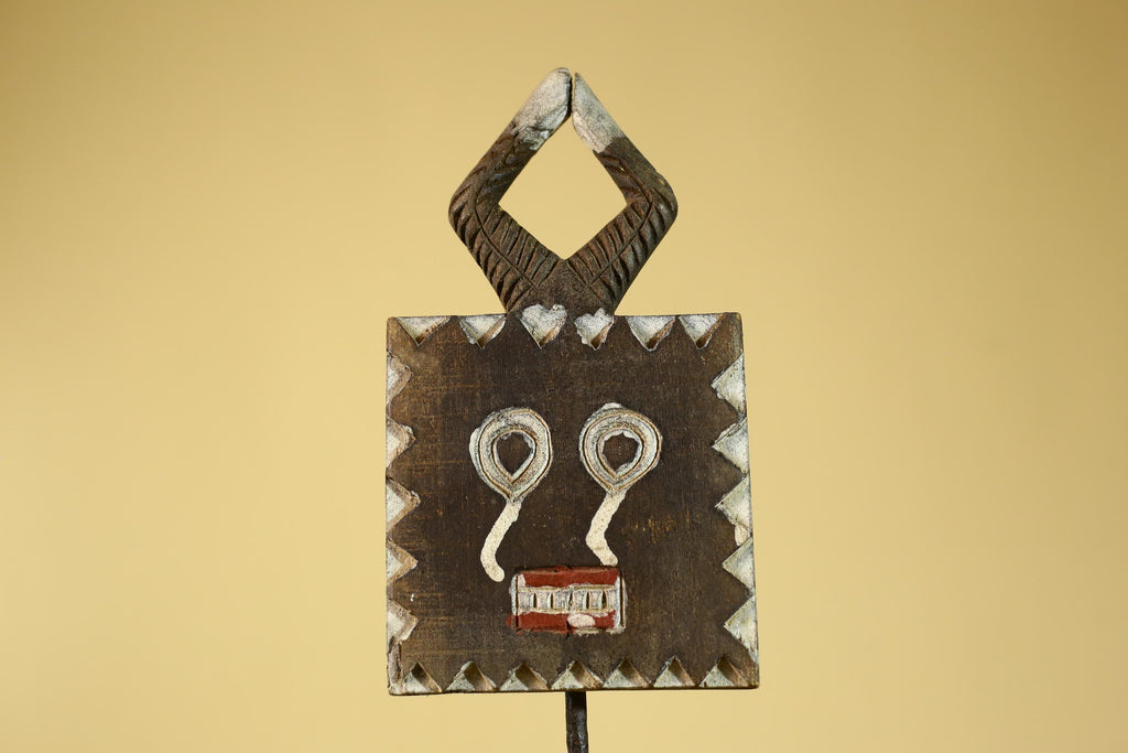 African Tribal Wooden Mask Geometric Face Ritual Wall Art-G6314