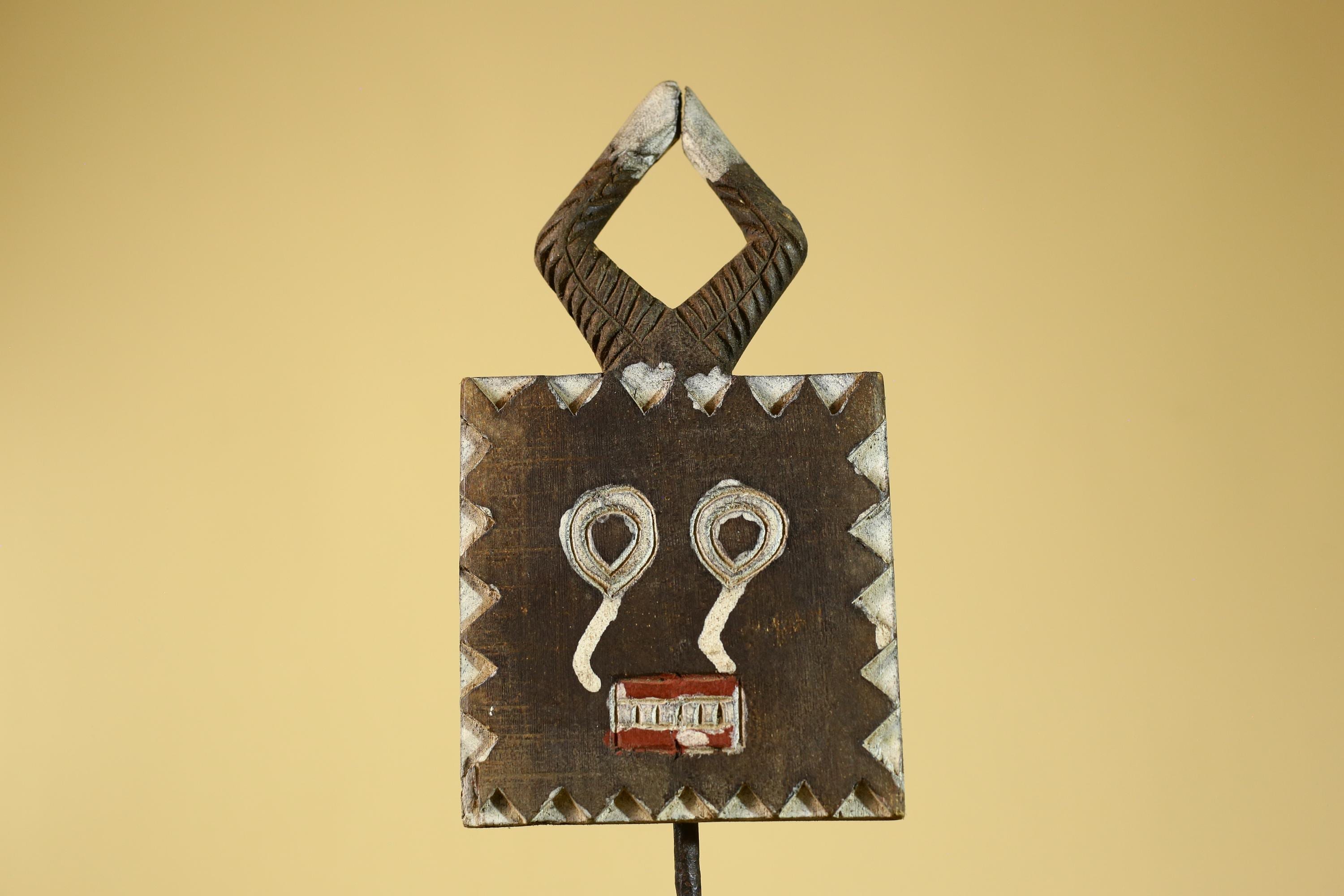 African Tribal Wooden Mask Geometric Face Ritual Wall Art-G6314