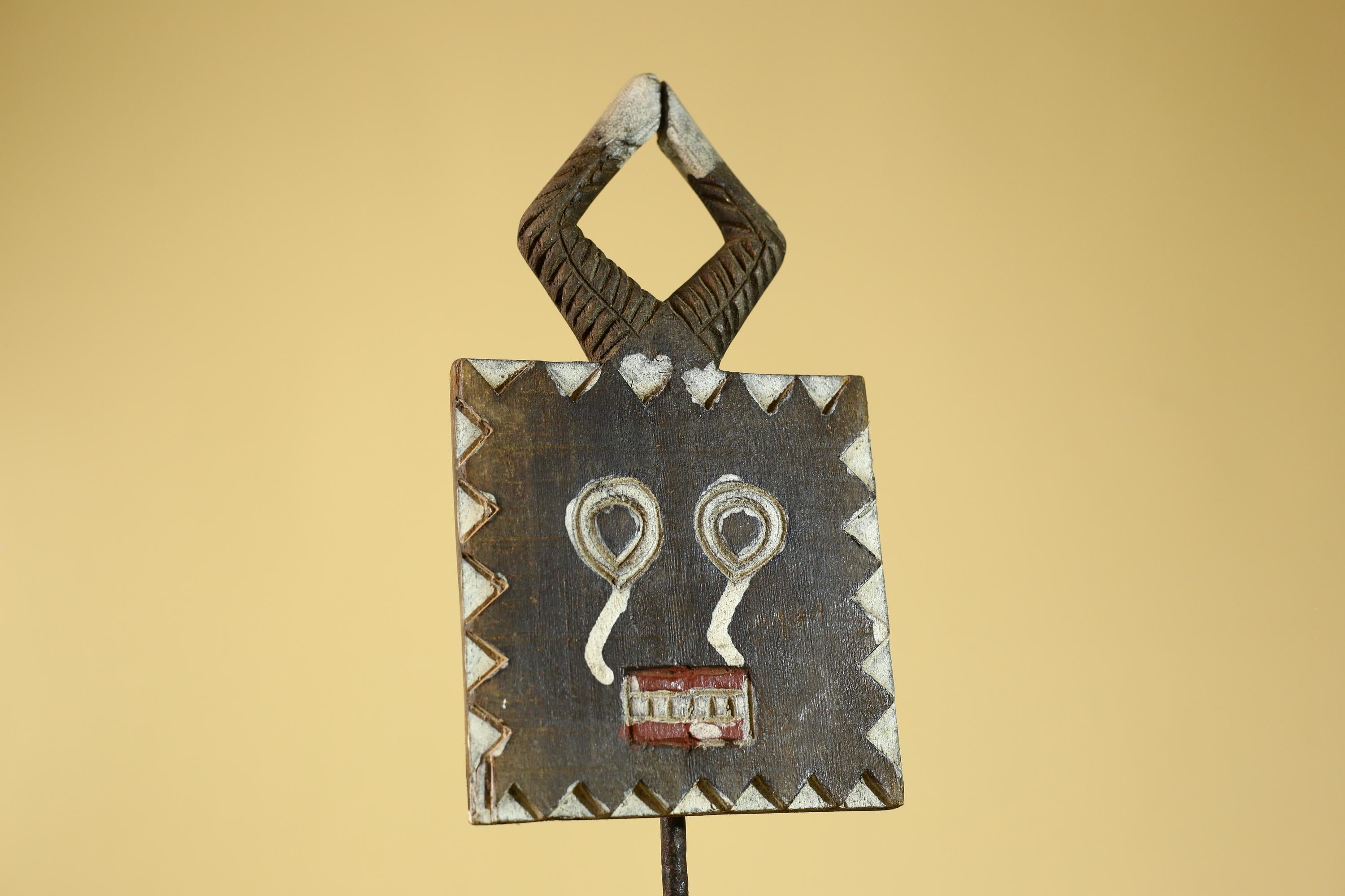 African Tribal Wooden Mask Geometric Face Ritual Wall Art-G6314