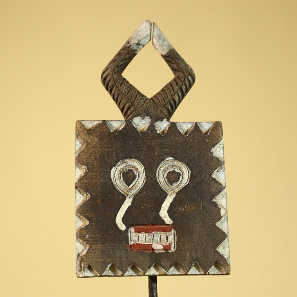 African Tribal Wooden Mask Geometric Face Ritual Wall Art-G6314