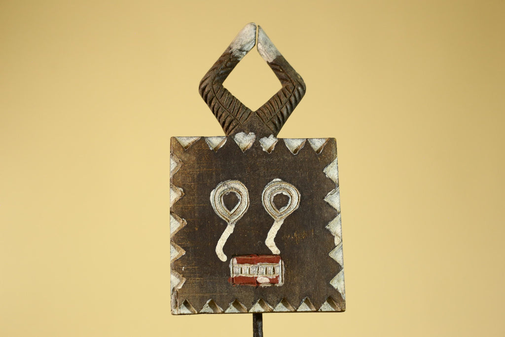 African Tribal Wooden Mask Geometric Face Ritual Wall Art-G6314