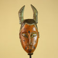 African Horned Tribal Mask Hand Carved Wooden Ritual African Wall Art-G6282