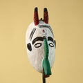 African Horned Mask Hand Carved Tribal Ritual Wall Art Wooden Decor-G6285