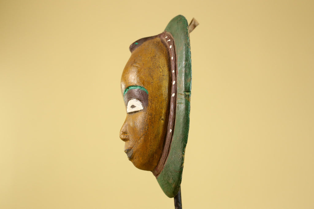 African Tribal Mask Hand Carved Wood Painted Vintage Ethnic Wall Art-G6295