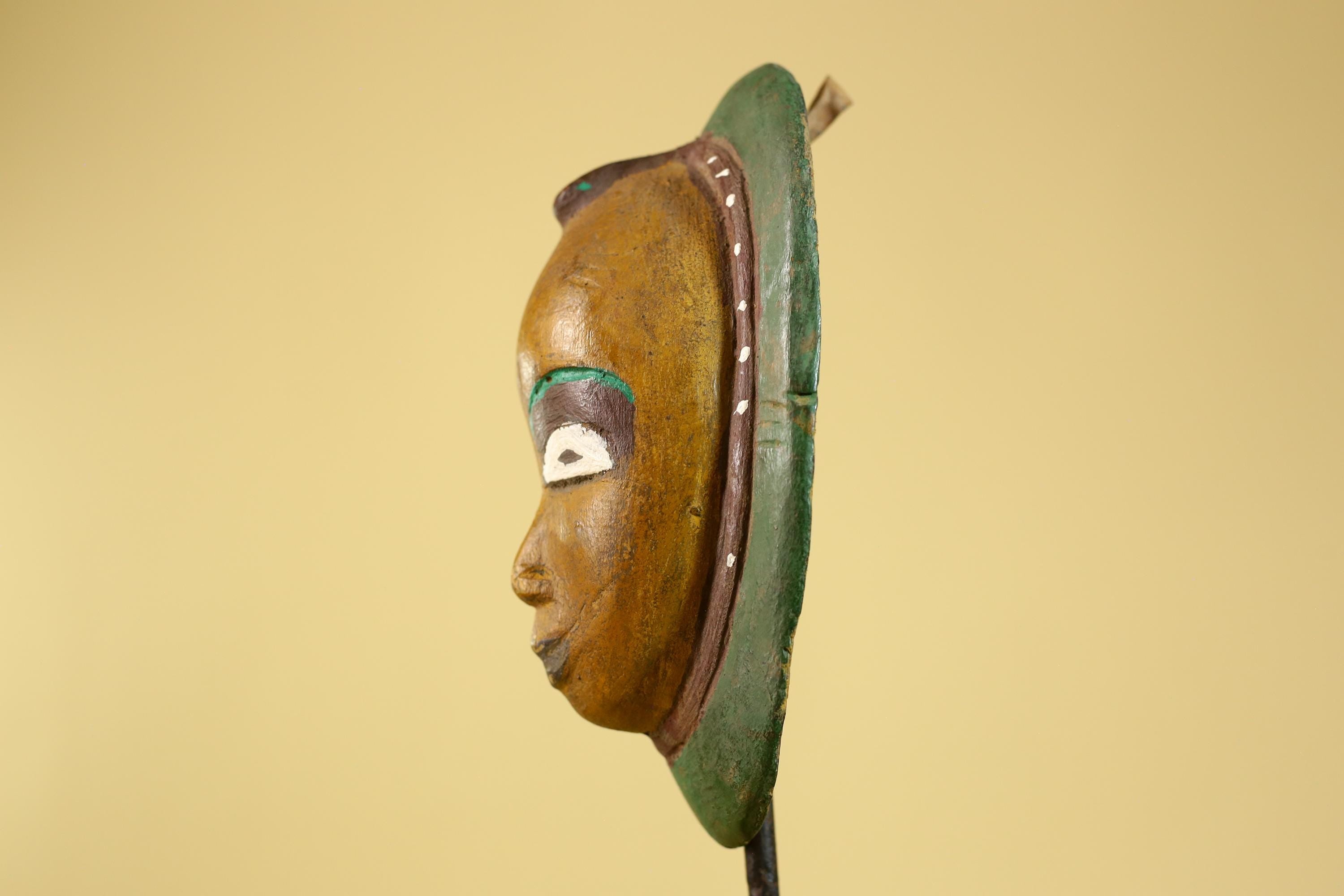 African Tribal Mask Hand Carved Wood Painted Vintage Ethnic Wall Art-G6295