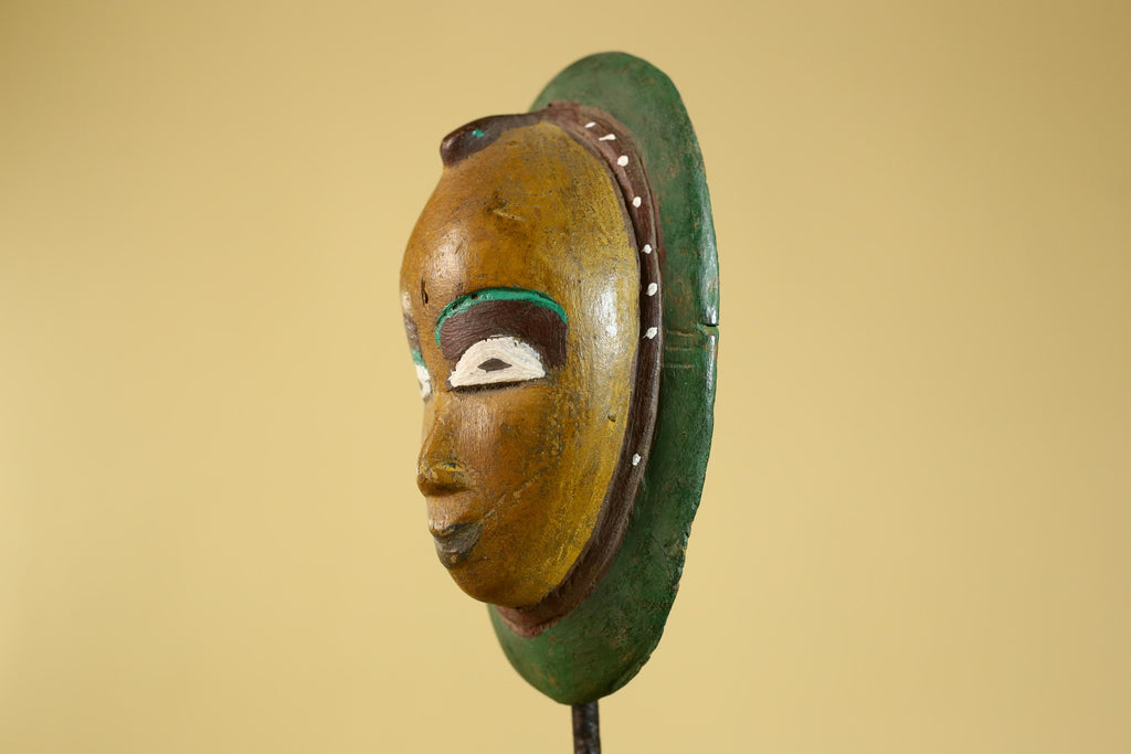African Tribal Mask Hand Carved Wood Painted Vintage Ethnic Wall Art-G6295