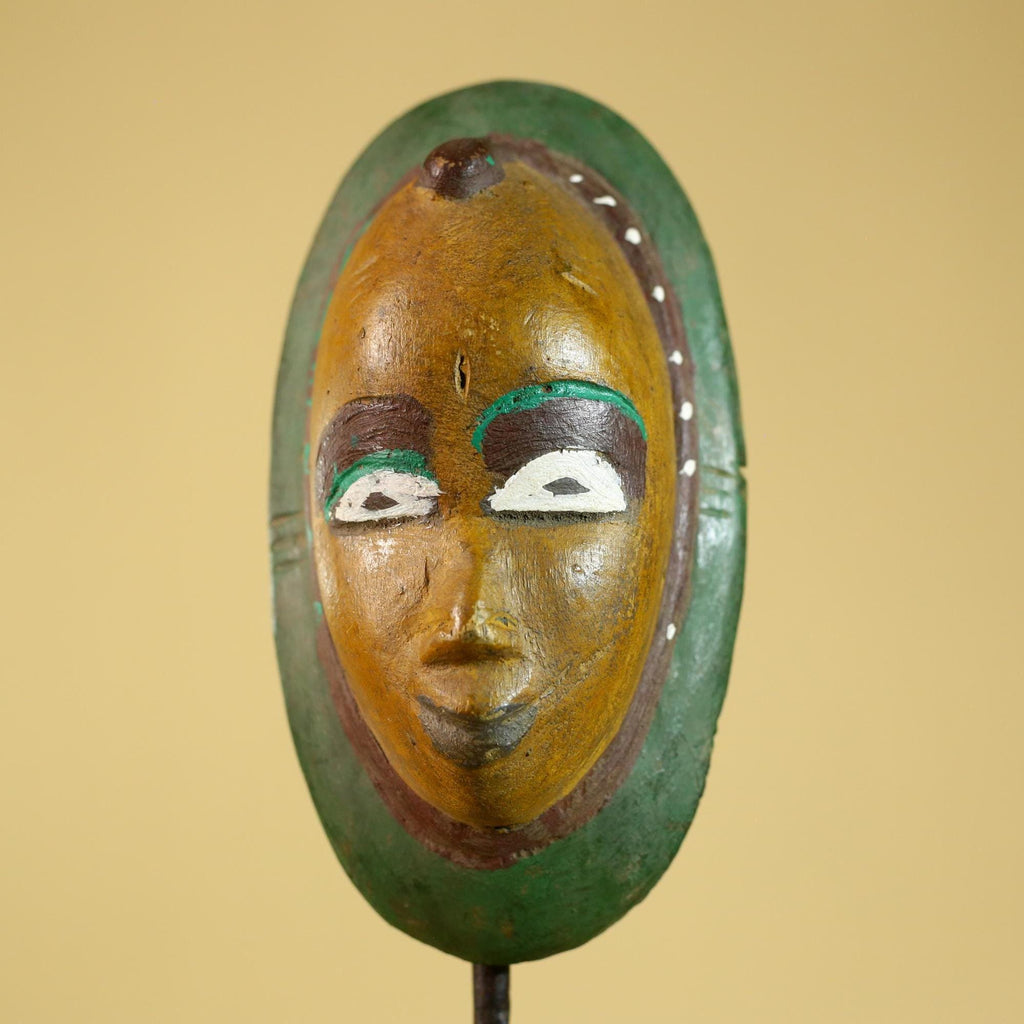 African Tribal Mask Hand Carved Wood Painted Vintage Ethnic Wall Art-G6295