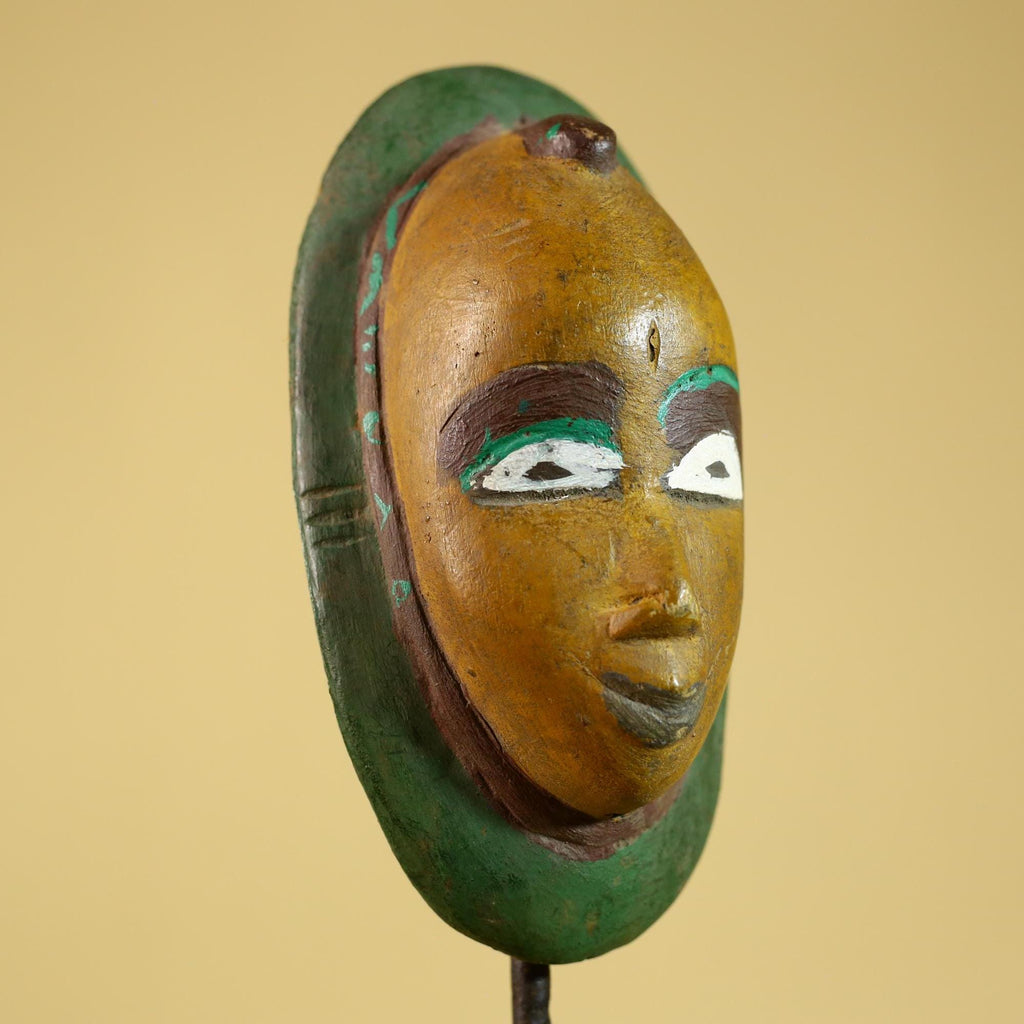 African Tribal Mask Hand Carved Wood Painted Vintage Ethnic Wall Art-G6295