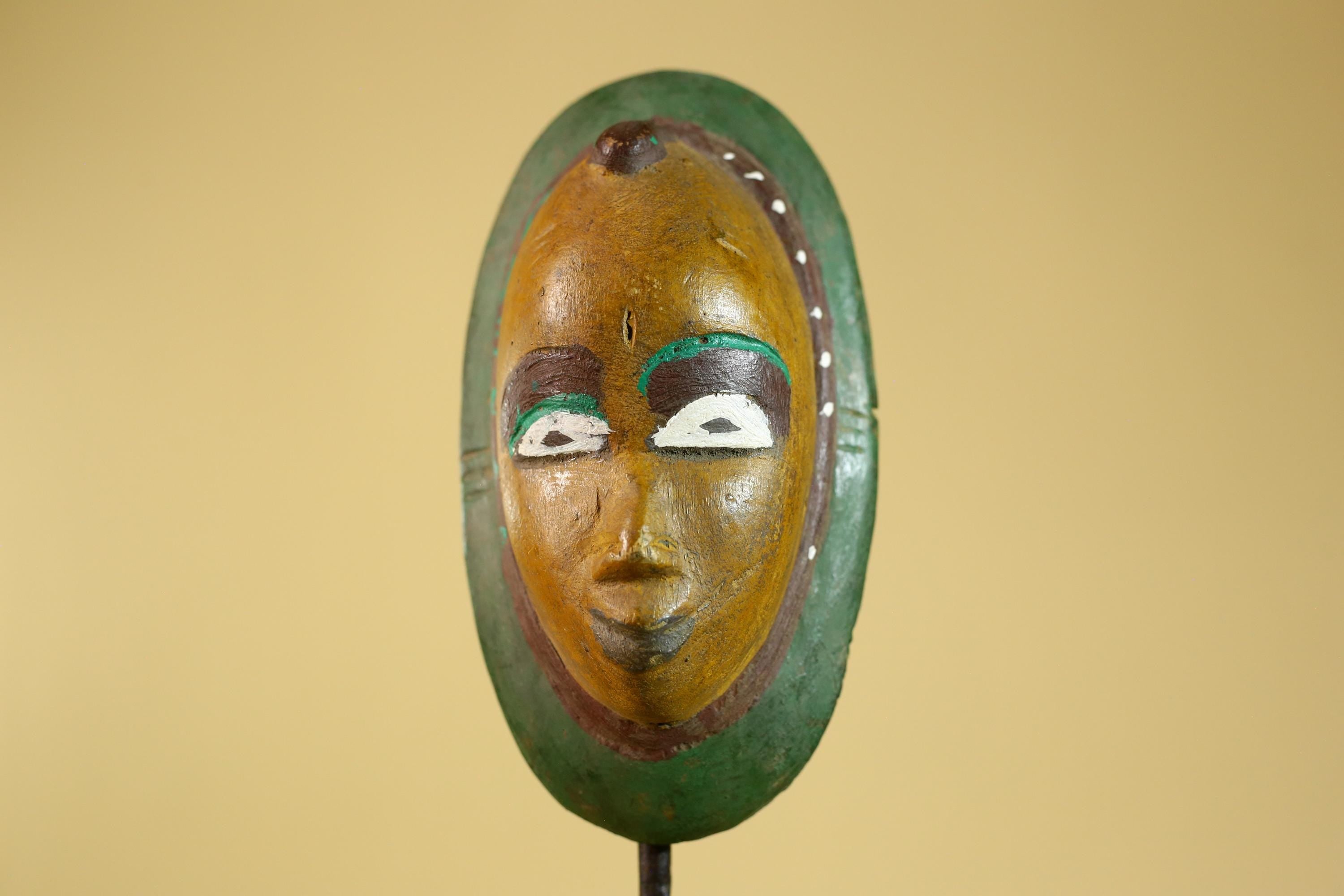 African Tribal Mask Hand Carved Wood Painted Vintage Ethnic Wall Art-G6295